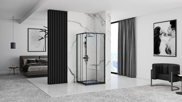 PUNTO BLACK 90x90 + SAVOY VALKOINEN SUIHKUKABINETTI