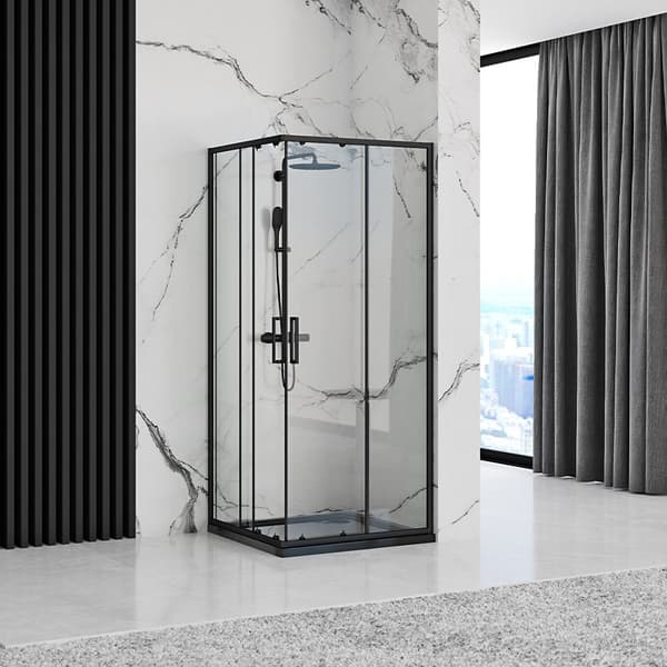 PUNTO BLACK 90x90 + SAVOY VALKOINEN SUIHKUKABINETTI