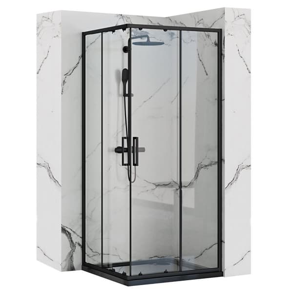 PUNTO BLACK 90x90 + SAVOY VALKOINEN SUIHKUKABINETTI