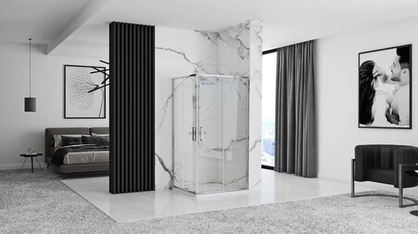 PUNTO KROM 80x80 + SAVOY SORT BRUSEKABINE