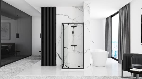 SPACE IN BLACK 90x90 + SAVOY HVID BRUSEKABINE