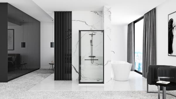 SPACE IN BLACK 90x90 + SAVOY HVID BRUSEKABINE