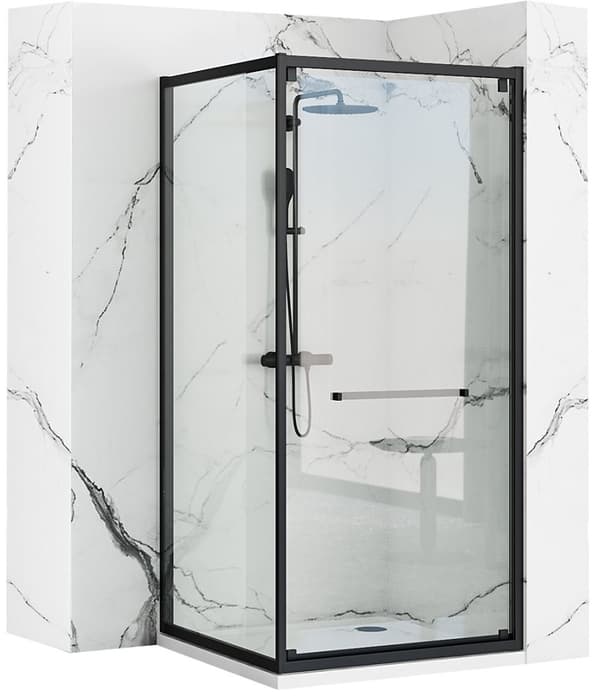 SPACE IN BLACK 90x90 + SAVOY HVID BRUSEKABINE