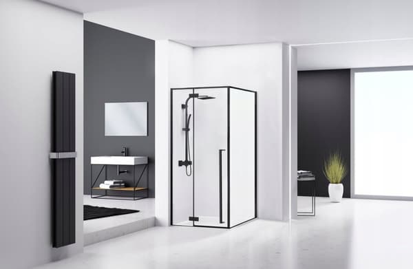 FARGO BLACK 90x90 U + SAVOY VALKOINEN SUIHKUKABINETTI