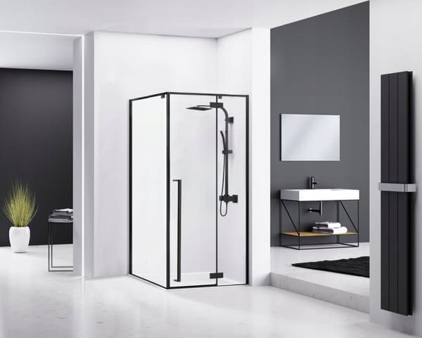 FARGO BLACK 90x90 U + SAVOY VALKOINEN SUIHKUKABINETTI