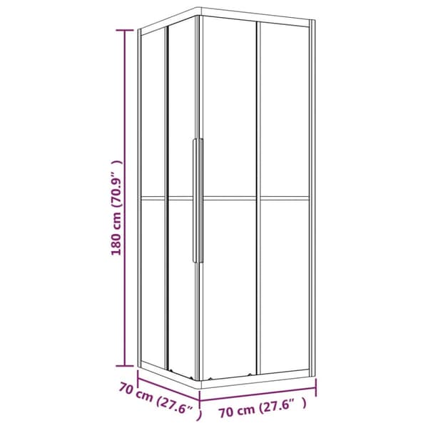 brusekabine 70x70x180 cm matteret sikkerhedsglas