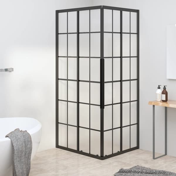 Duschvägg frostad ESG 80x70x180 cm svart