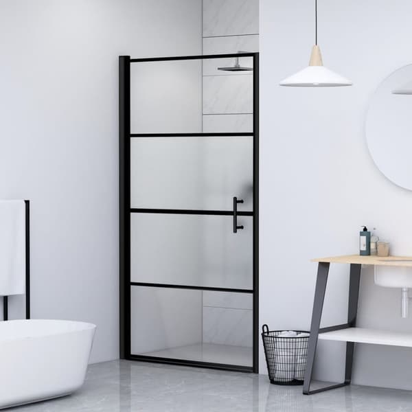 Duschdörr 100x178 cm halvfrostat härdat glas svart
