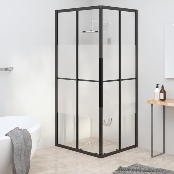 Duschvägg halvfrostad ESG 80x70x180 cm svart