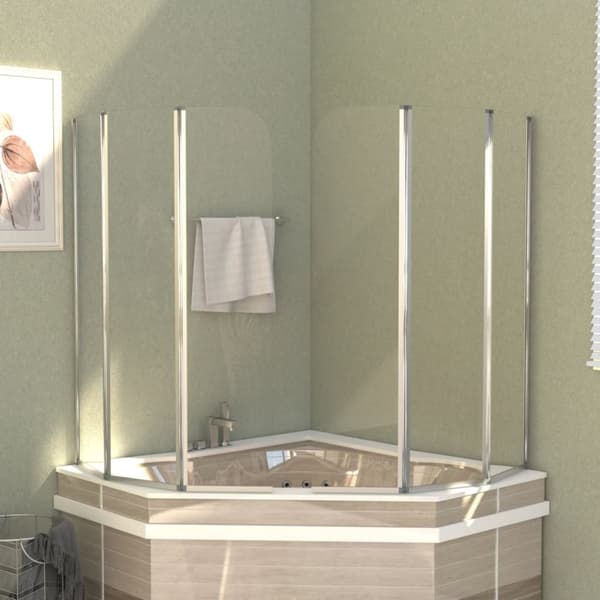 Badkarsvägg 2 st 104x130 cm härdat glas transparent