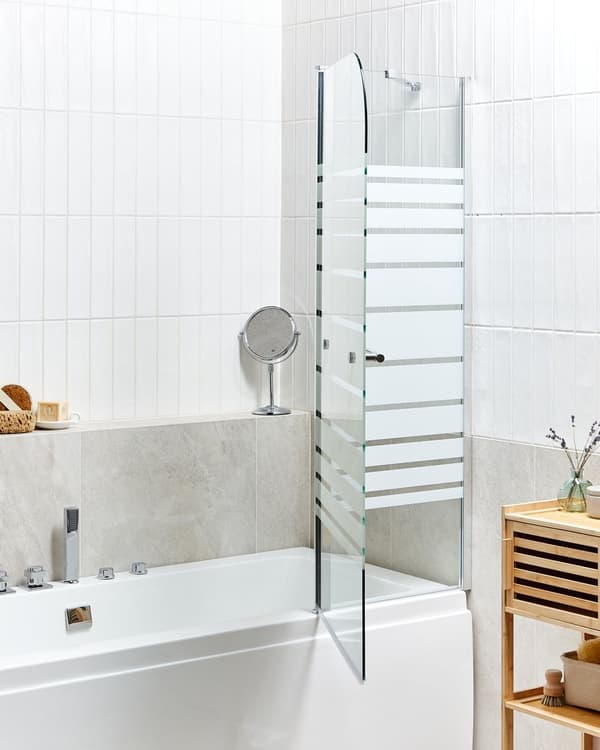 Dusj- og Badevegg med Dører Sølv Transparent og Frostet Herdet Glass med Aluminium og Rustfritt Still 140 x 120 cm Justerbar Minimalistisk