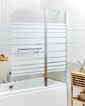 Miniatyrbilde 2 av 8: Dusj- og Badevegg med Dører Sølv Transparent og Frostet Herdet Glass med Aluminium og Rustfritt Still 140 x 120 cm Justerbar Minimalistisk