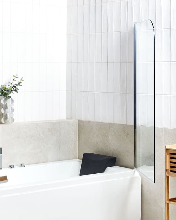 Dusj- og Badevegg Sølv Transparent Herdet Glass med Aluminium 140 x 80 cm Justerbar Minimalistisk
