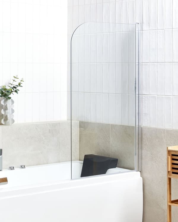 Dusj- og Badevegg Sølv Transparent Herdet Glass med Aluminium 140 x 80 cm Justerbar Minimalistisk