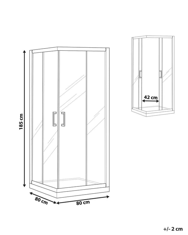 Dusjvegg Svart Herdet Glass Aluminiumsramme Dobbel Dør 80 x 80 x 185cm Moderne Design