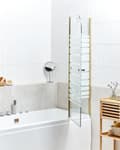 Miniatyrbilde 4 av 8: Dusj- og Badevegg med Dører Gull Transparent og Frostet Herdet Glass med Aluminium og Rustfritt Still 140 x 100 cm Justerbar Minimalistisk