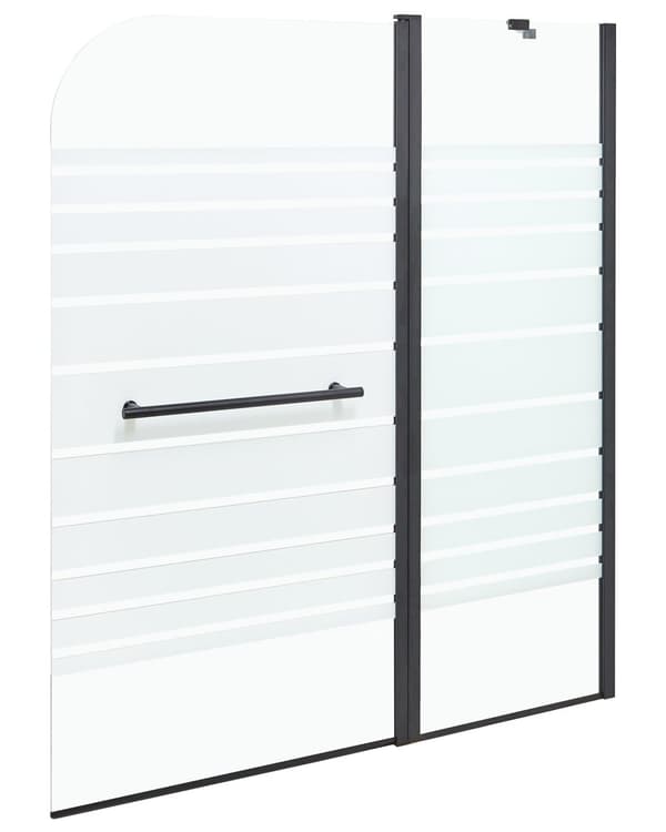 Dusj- og Badevegg med Dører Svart Transparent og Frostet Herdet Glass med Aluminium og Rustfritt Still 140 x 120 cm Justerbar Minimalistisk