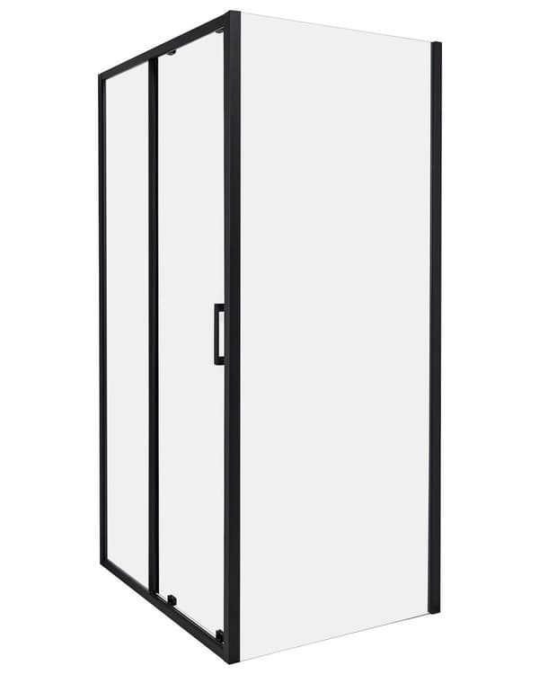 Dusjvegg Svart Herdet Glass Aluminiumsramme Enkel dør 80 x 100 x 185 cm Moderne