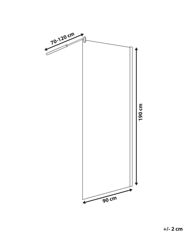 Dusjvegg Sølv Herdet Glass Våtrom Baderom Uten Dør 90 x 190 cm Moderne Design