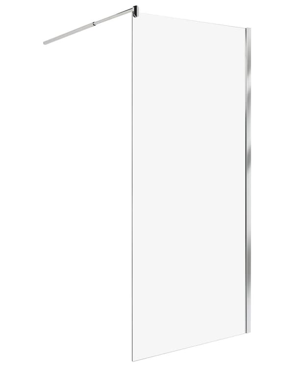Dusjvegg Sølv Herdet Glass Våtrom Baderom Uten Dør 90 x 190 cm Moderne Design