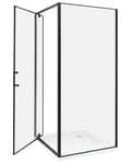 Miniatyrbilde 4 av 8: Dusjvegg Svart Herdet Glass Aluminiumsramme Enkel Dør Firkantet 90 x 90 x 185 cm Moderne Design