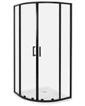 Miniatyrbillede 1 af 7: Brusehjørne Sølv Hærdet Glas Aluminiumsramme Dobbeltdør Halvrund 80 x 80 x 185 cm Moderne Design