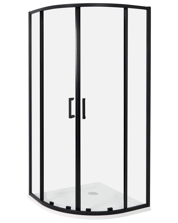 Brusehjørne Sølv Hærdet Glas Aluminiumsramme Dobbeltdør Halvrund 80 x 80 x 185 cm Moderne Design