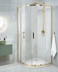 Miniatyrbillede 2 af 7: Brusehjørne Sølv Hærdet Glas Aluminiumsramme Dobbeltdør Halvrund 80 x 80 x 185 cm Moderne Design