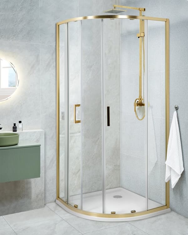 Brusehjørne Sølv Hærdet Glas Aluminiumsramme Dobbeltdør Halvrund 80 x 80 x 185 cm Moderne Design