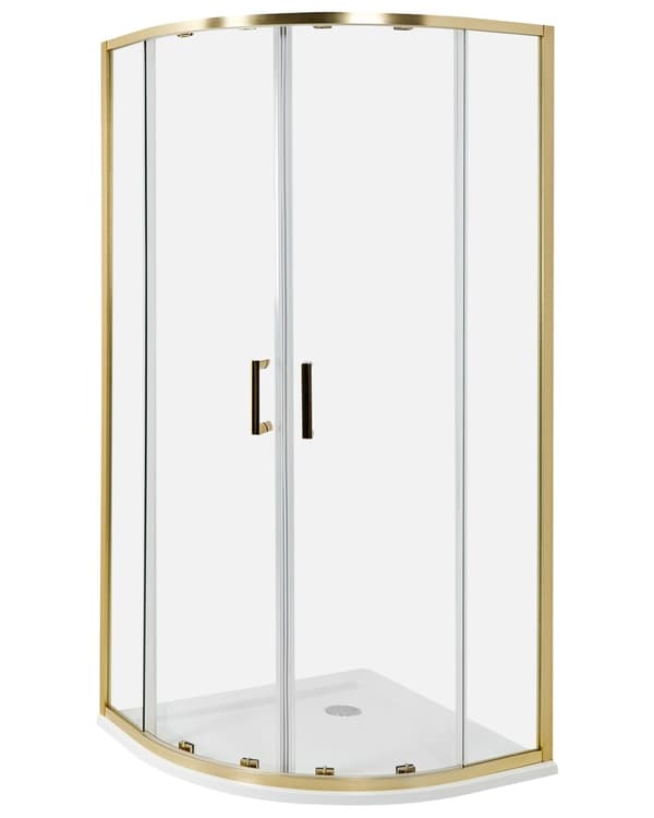 Brusehjørne Sølv Hærdet Glas Aluminiumsramme Dobbeltdør Halvrund 80 x 80 x 185 cm Moderne Design