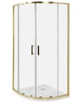Miniatyrbillede 1 af 7: Brusehjørne Sølv Hærdet Glas Aluminiumsramme Dobbeltdør Halvrund 80 x 80 x 185 cm Moderne Design
