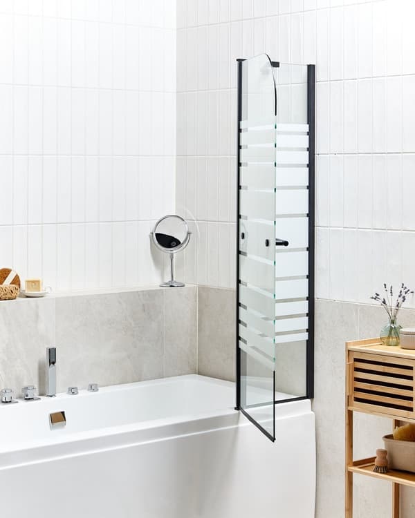 Brusebadekarskærm med døre Gennemsigtigt og matteret hærdet glas med aluminium og rustfrit still 140 x 100 cm Justerbar Minimalist