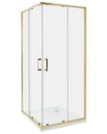 Miniatyrbillede 1 af 7: Brusehjørne Guld Hærdet glas Aluminiumsramme Enkeltdør 80x80x185cm Moderne design