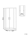Miniatyrbillede 3 af 7: Brusehjørne Sølv Hærdet Glas Aluminiumsramme Dobbeltdør Halvrund 80 x 80 x 185 cm Moderne Design