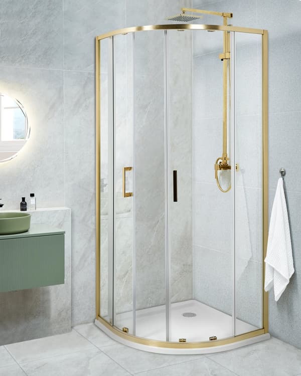 Brusehjørne Sølv Hærdet Glas Aluminiumsramme Dobbeltdør Halvrund 80 x 80 x 185 cm Moderne Design