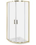 Miniatyrbillede 1 af 7: Brusehjørne Sølv Hærdet Glas Aluminiumsramme Dobbeltdør Halvrund 80 x 80 x 185 cm Moderne Design