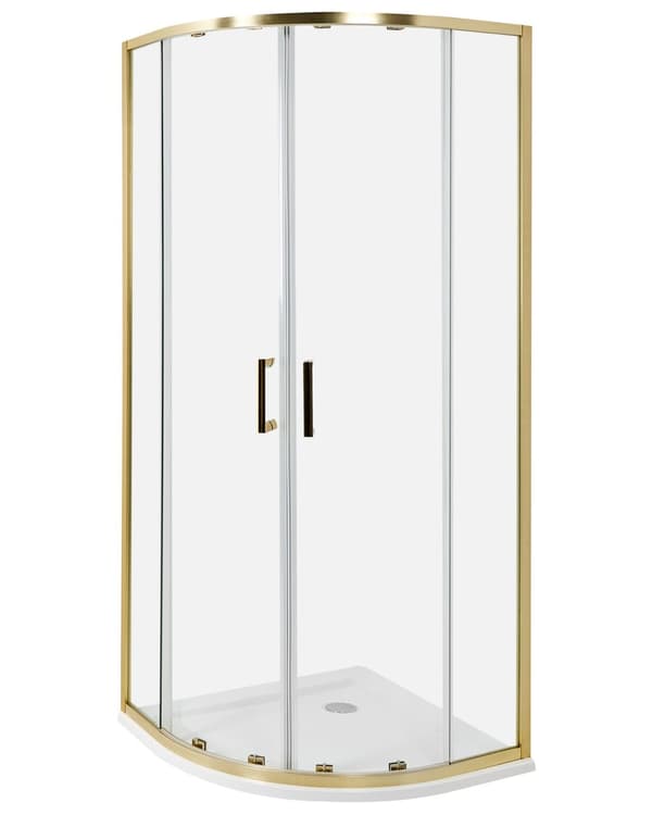 Brusehjørne Sølv Hærdet Glas Aluminiumsramme Dobbeltdør Halvrund 80 x 80 x 185 cm Moderne Design