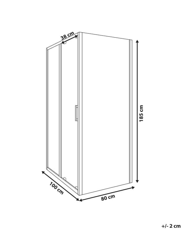 Brusehjørne Sølv Hærdet glas Aluminiumsramme Enkeltdør 80x100x185cm Moderne design