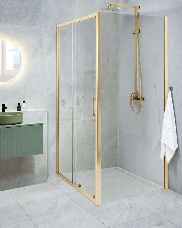 Brusehjørne Sølv Hærdet glas Aluminiumsramme Enkeltdør 80x100x185cm Moderne design