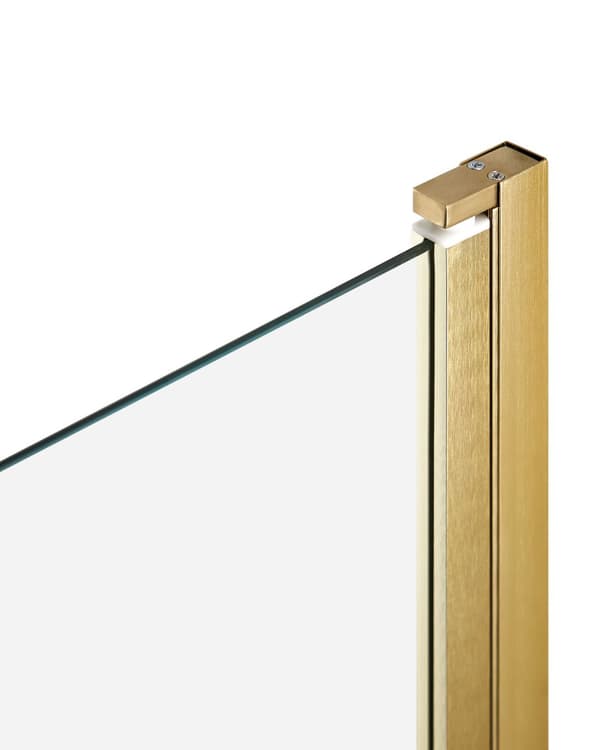 Bruseafskærmning i forkromet aluminium med transparent hærdet glas 140 x 70 cm Justerbar vippe funktion i Minimalist skandinavisk design