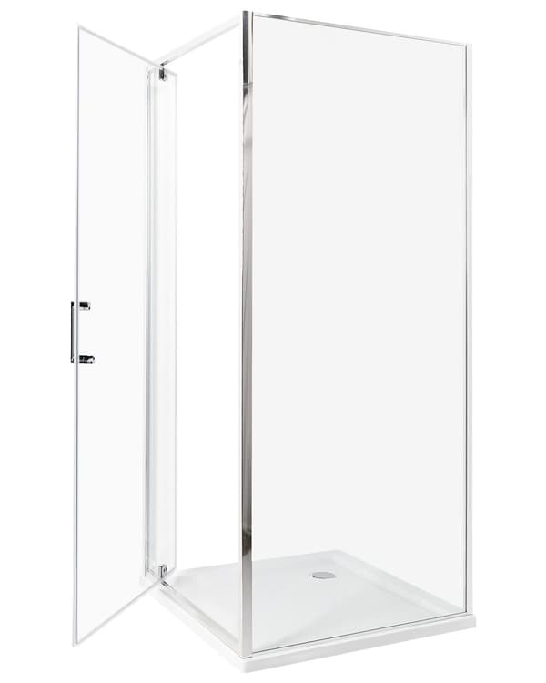 Brusekabine Glas Hærdet Glas 80 x 80 x 185 cm Firkantet Brusehjørne med Svingdør Lille Bruseniche til Badeværelse Lukket Kabine