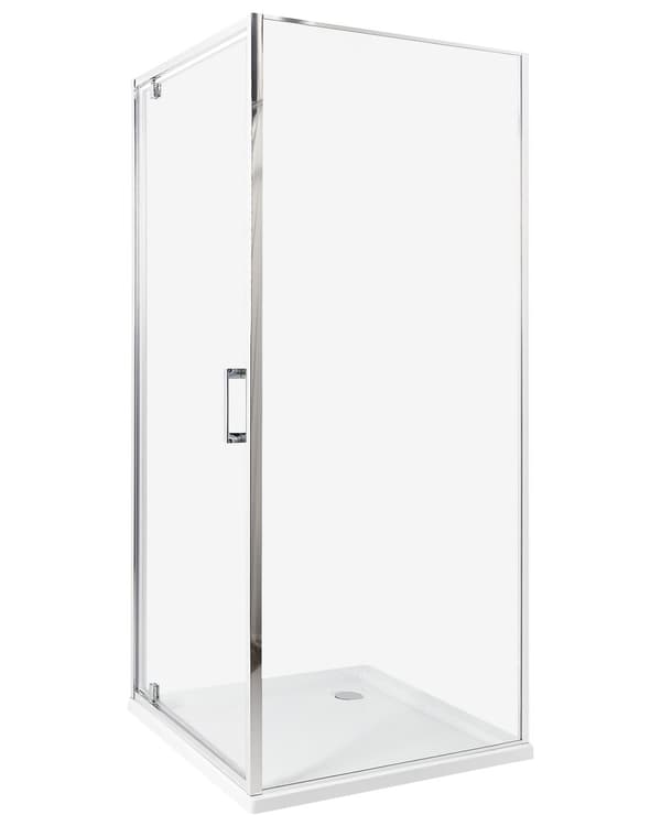 Brusekabine Glas Hærdet Glas 80 x 80 x 185 cm Firkantet Brusehjørne med Svingdør Lille Bruseniche til Badeværelse Lukket Kabine