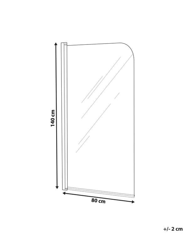 Bruseafskærmning i forkromet aluminium med transparent hærdet glas 140 x 80 cm Justerbar vippe funktion i Minimalist skandinavisk design