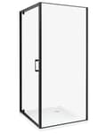 Miniatyrbillede 1 af 8: Brusekabine Glas Hærdet Glas 90 x 90 x 185 cm Firkantet Brusehjørne med Svingdør Lille Bruseniche til Badeværelse Lukket Kabine