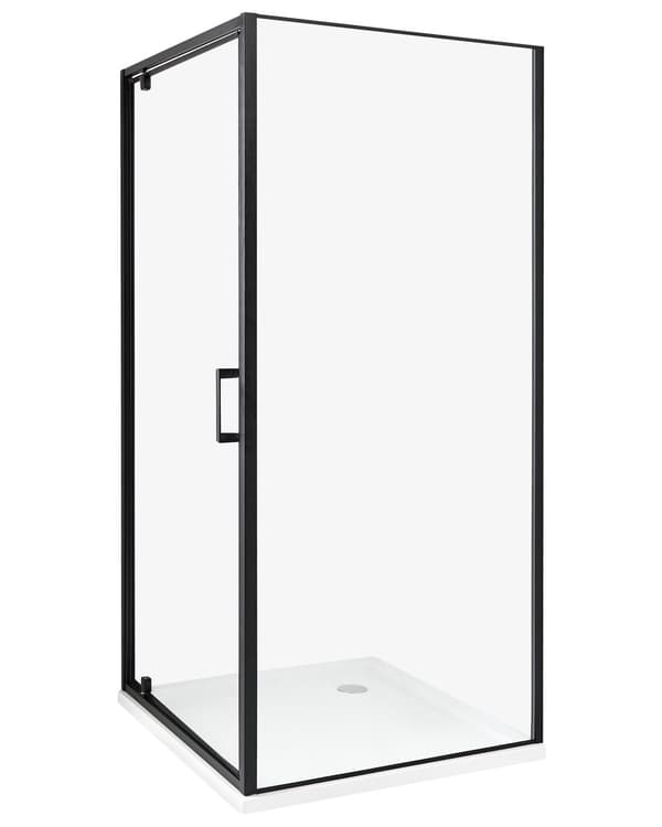 Brusekabine Glas Hærdet Glas 90 x 90 x 185 cm Firkantet Brusehjørne med Svingdør Lille Bruseniche til Badeværelse Lukket Kabine
