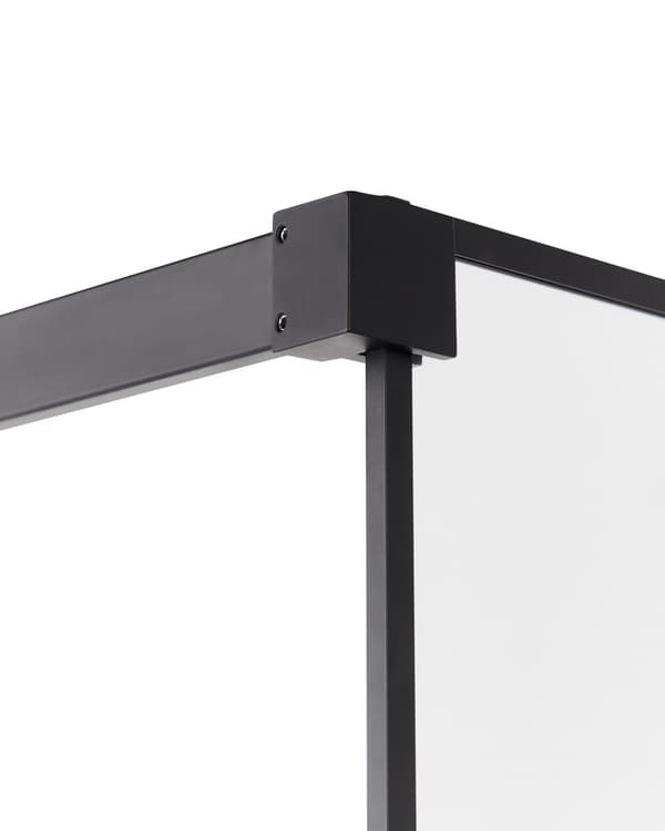 Bruseafskærmning Sort aluminium og stål med hærdet glas 80 x 190 cm Ramme gennemsigtig Vådrum Badeværelse brusevæg vendbar