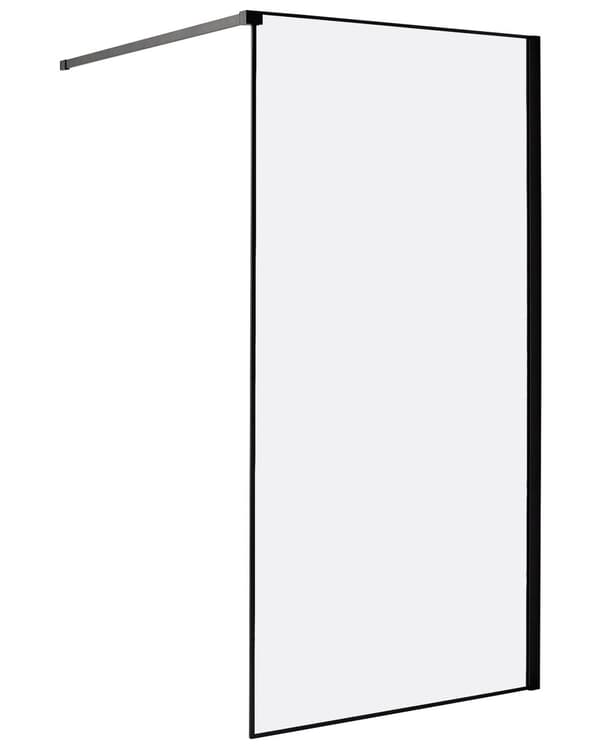 Bruseafskærmning Sort aluminium og stål med hærdet glas 80 x 190 cm Ramme gennemsigtig Vådrum Badeværelse brusevæg vendbar