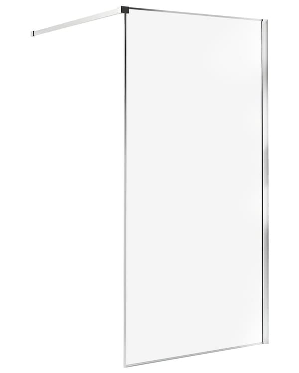 Bruseafskærmning Sølv aluminium og stål med hærdet glas 100 x 190 cm Ramme gennemsigtig Vådrum Badeværelse brusevæg vendbar