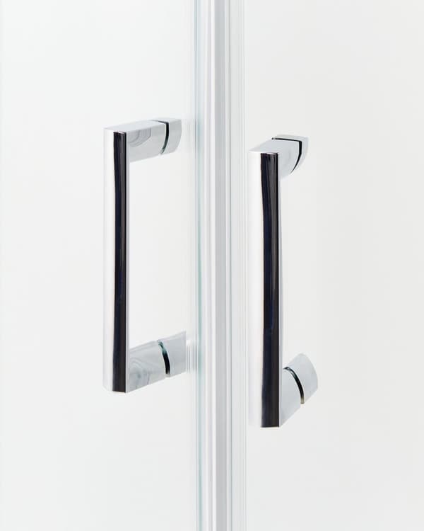 Brusehjørne Sølv Hærdet Glas Aluminiumsramme Dobbeltdør Halvrund 80 x 80 x 185 cm Moderne Design