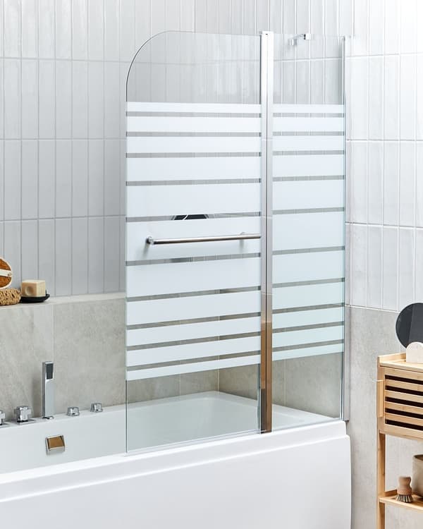 Brusebadekarskærm med døre Gennemsigtigt og matteret hærdet glas med aluminium og rustfrit still 140 x 100 cm Justerbar Minimalist